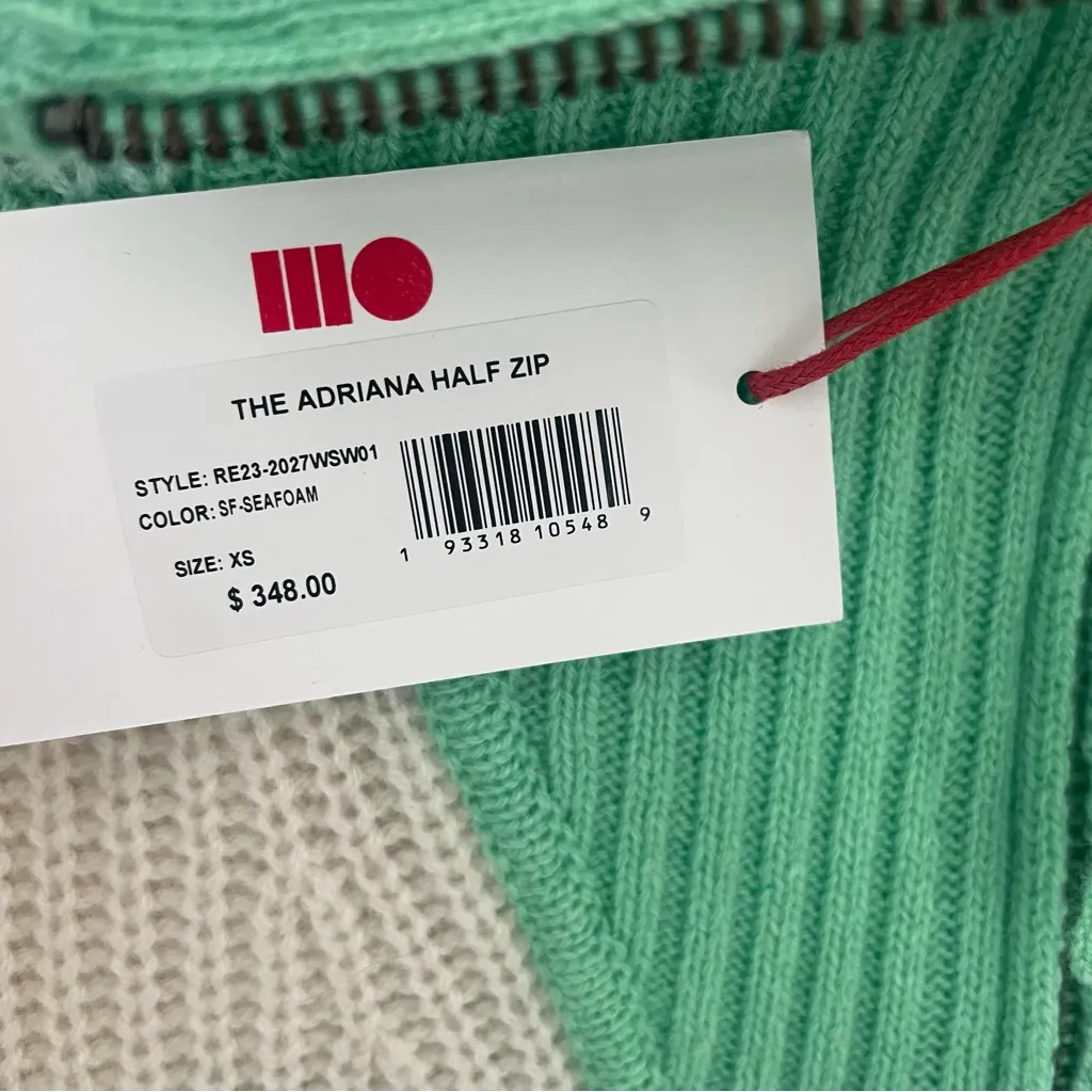 Solid & Striped NWT Adriana Quarter Zip Sweater Stripes Ribbed Wool Cashmere - Image 7