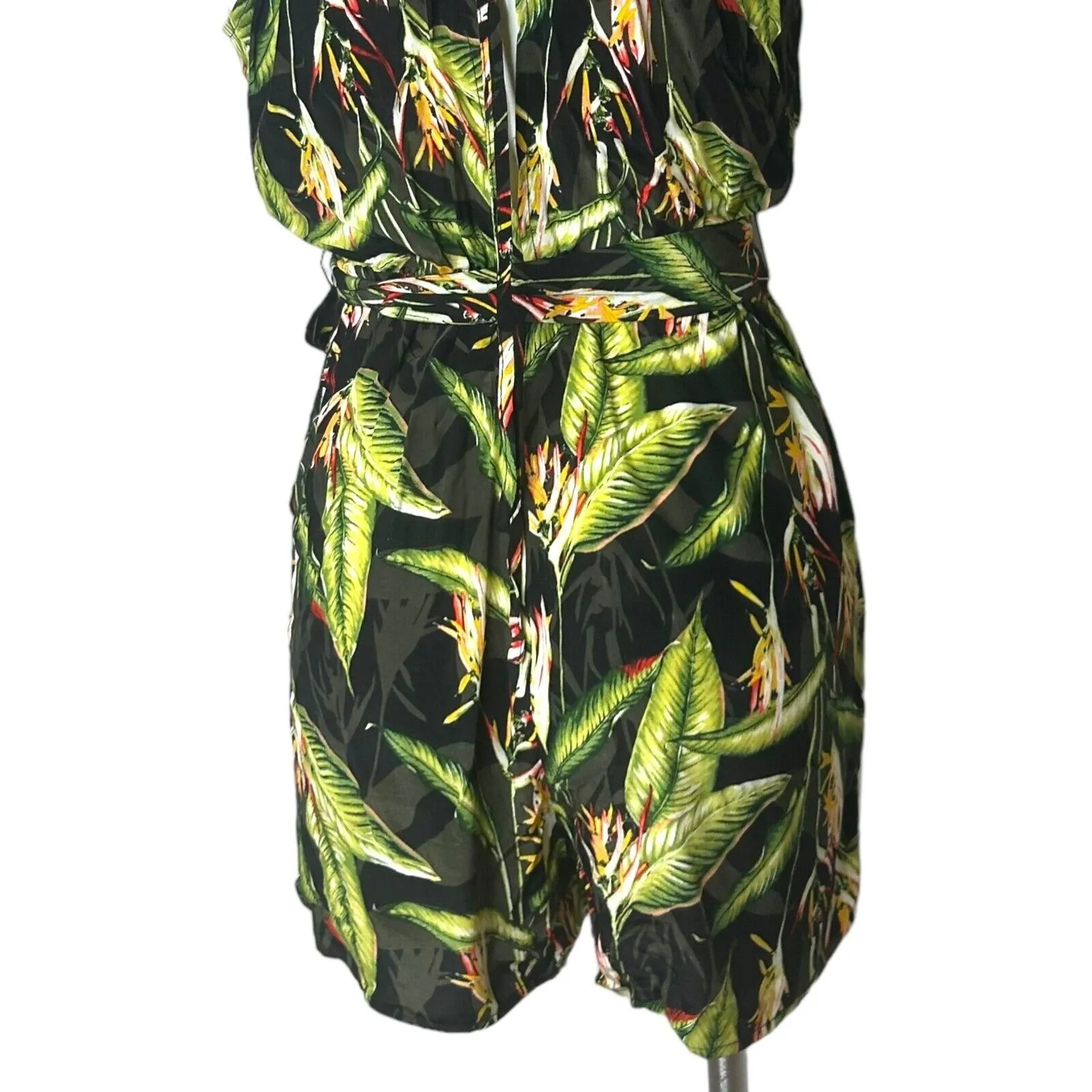 BCBGMAXAZRIA Romper‎ Black Birds of Paradise Tropical Women's Size S ($198) - Image 8