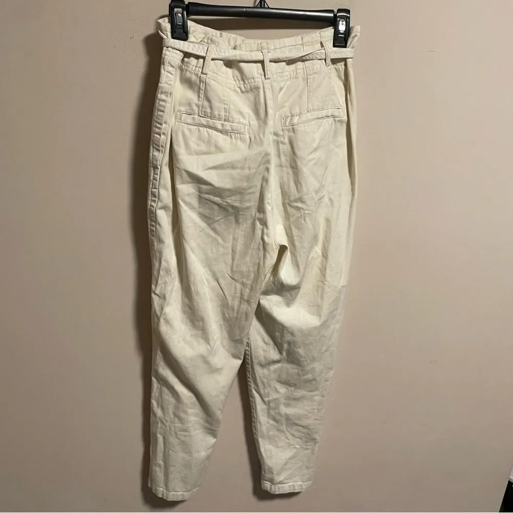 FREE PEOPLE High Waisted ‘90S Peg Paperbag Pants in Creme- Size 8 - Image 7