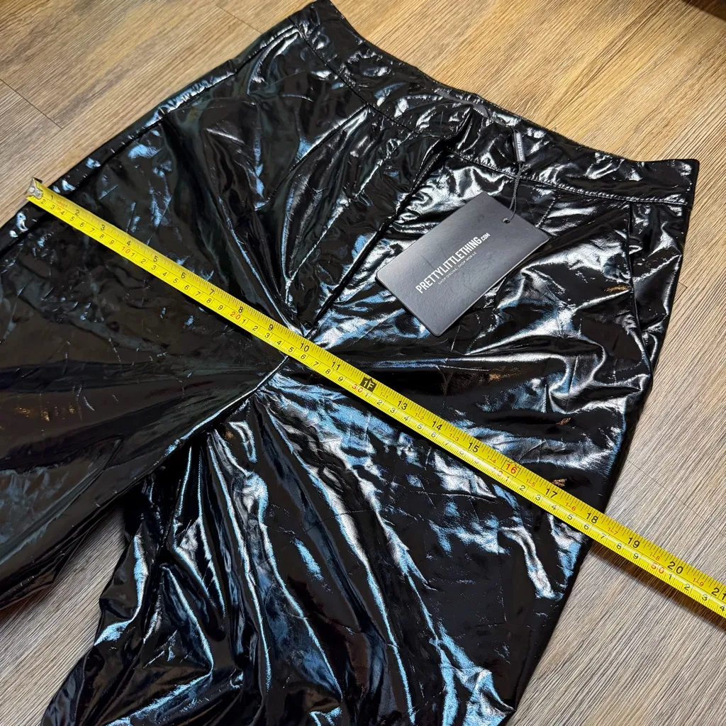 PrettyLittleThing Shiny Black Vinyl Faux Leather Faux Latex Sexy Pants NWT - Image 7