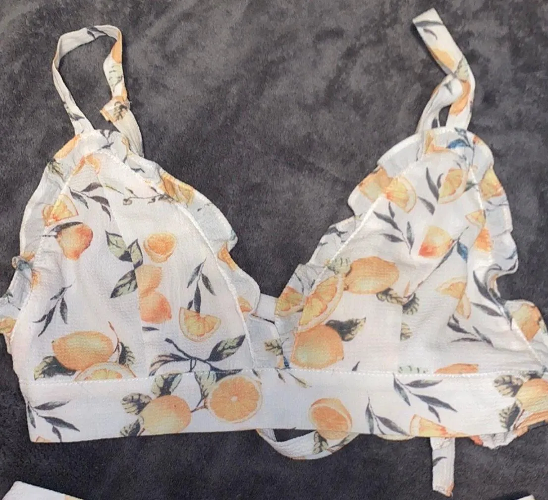 Ruffle Lemon Print Two Piece Set - Image 6