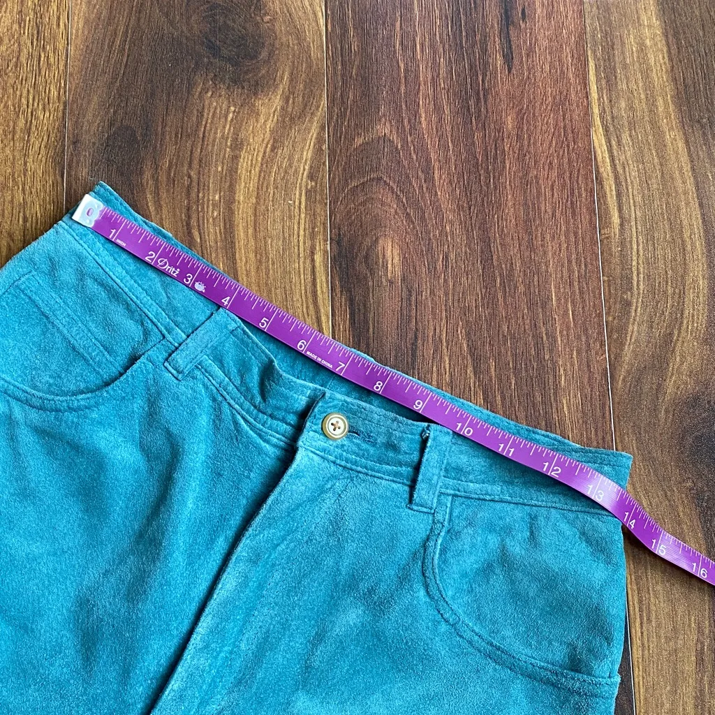 Lauren Ralph Lauren Leather Suede Teal Straight Pants - Image 6