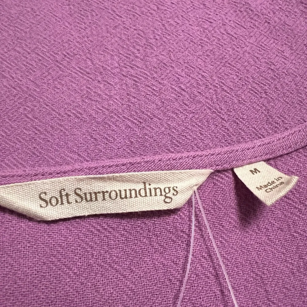 Soft Surroundings Carpe Diem Gauze Dress Raw Edges Iris Orchid NWT Size Medium - Image 8