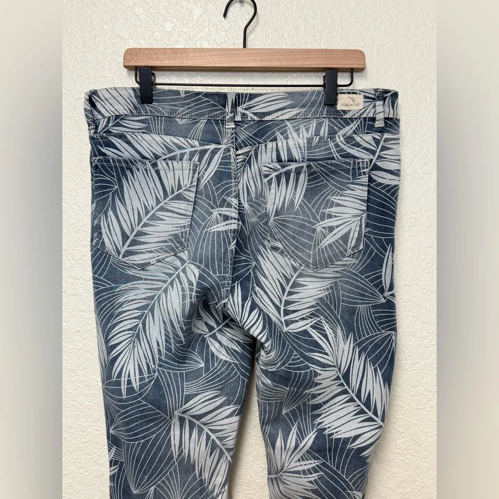 JORDACHE Blue Leaf Print Jeans Size 12 - Image 11
