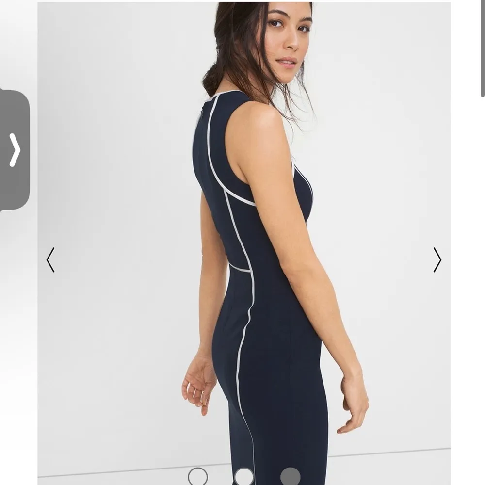 OFFICER BLUE CONTRAST TRIM SHEATH DRESS - Image 3