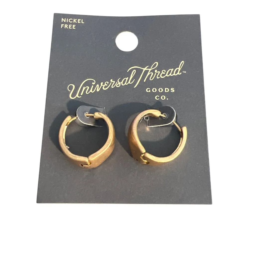 Universal Thread 3 Pair Gold Tone Earrings Pierced Hoops Nickel Free New on Card - Image 4
