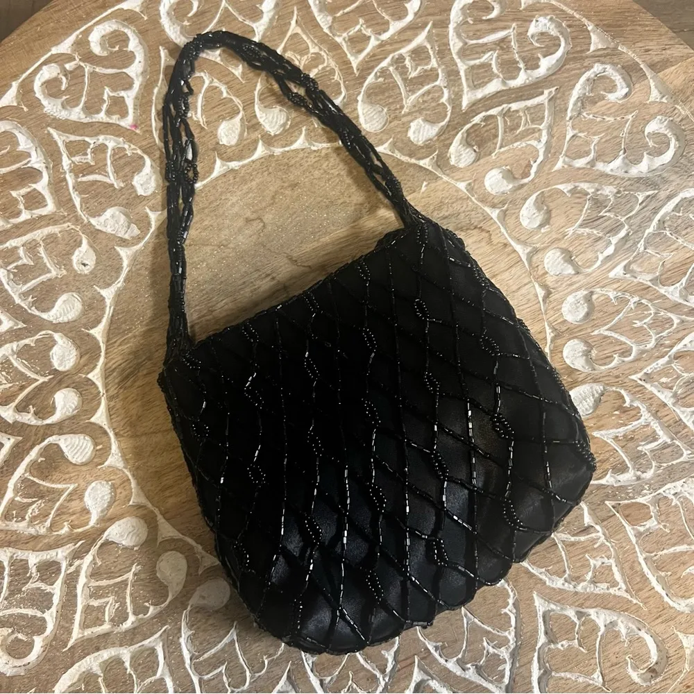 Vintage black beaded small bag - Image 6