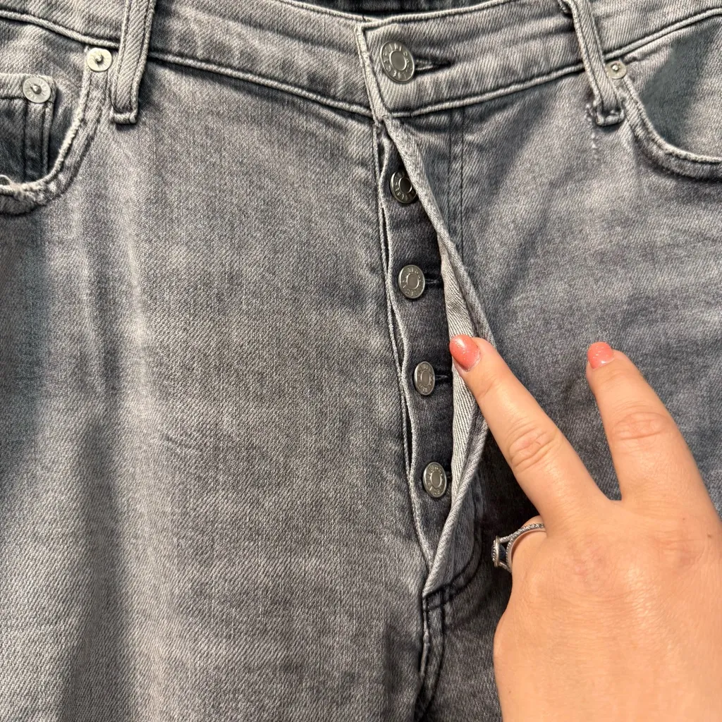 Agolde Nico Hi Rise Slim Fit Jean Grey Button Fly Cutoff Hem 100% Cotton‎ 31 - Image 6