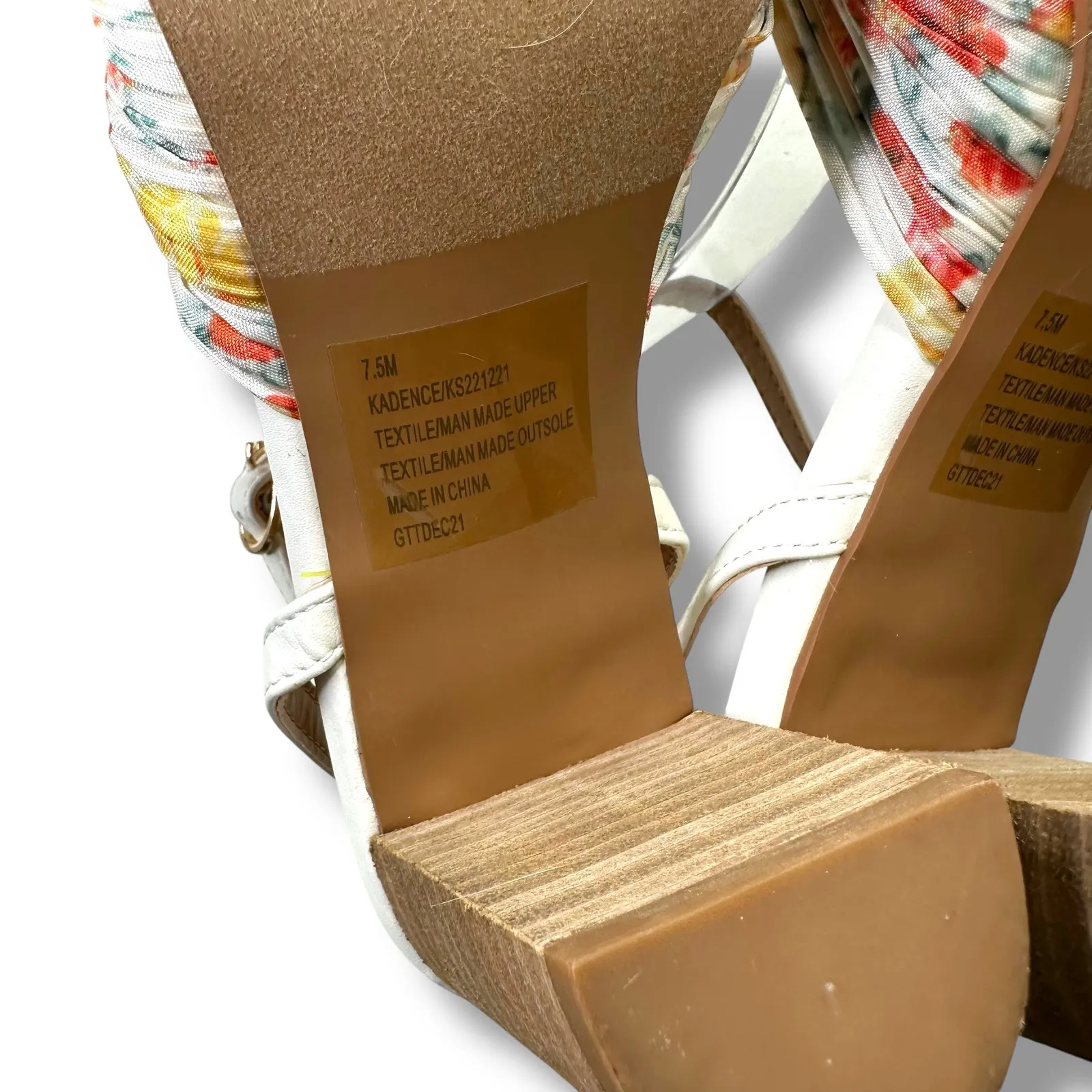 Kensie NWOT Lulus Kadence White Multi Floral Satin Ankle Strap High Heel Sandals - Image 12