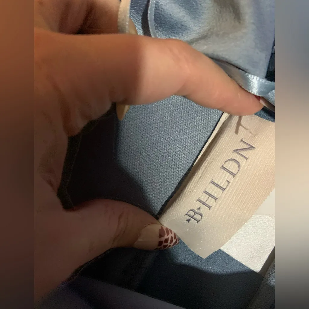 BHLDN Piper Bridesmaid Dress Dusty Blue Anthropolgie maxi gown satin 14 NWT $350 - Image 6