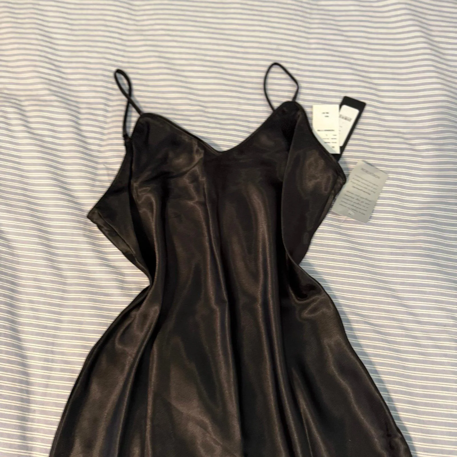 Bebe V-Neck Spaghetti Strap Satin Slip Dress - Image 2