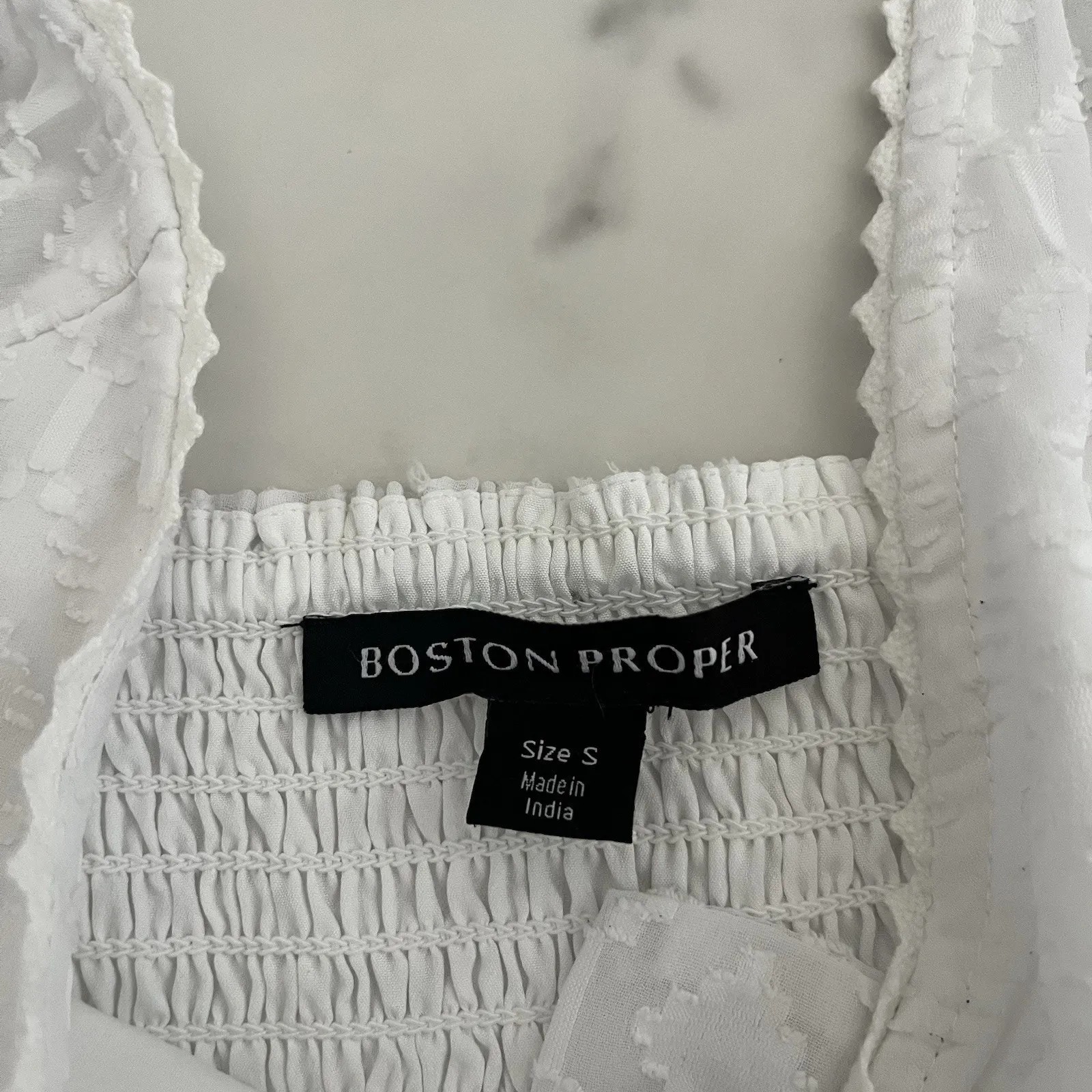 Boston Proper Long sleeve novelty fabric Tassel trim Sun dress white Sz S boho - Image 3