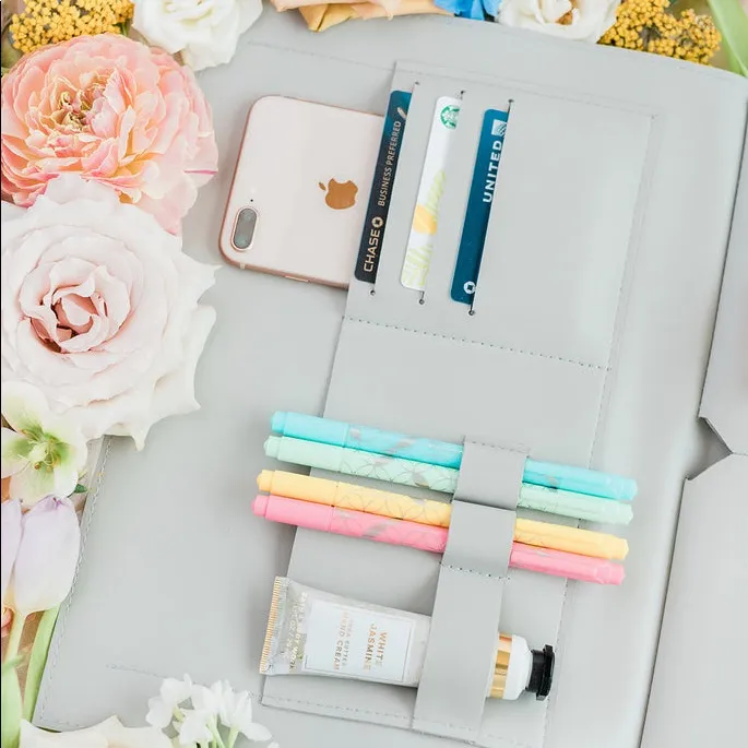 Glass Ladder & Co gray Megan vegan leather portfolio clutch - Image 3