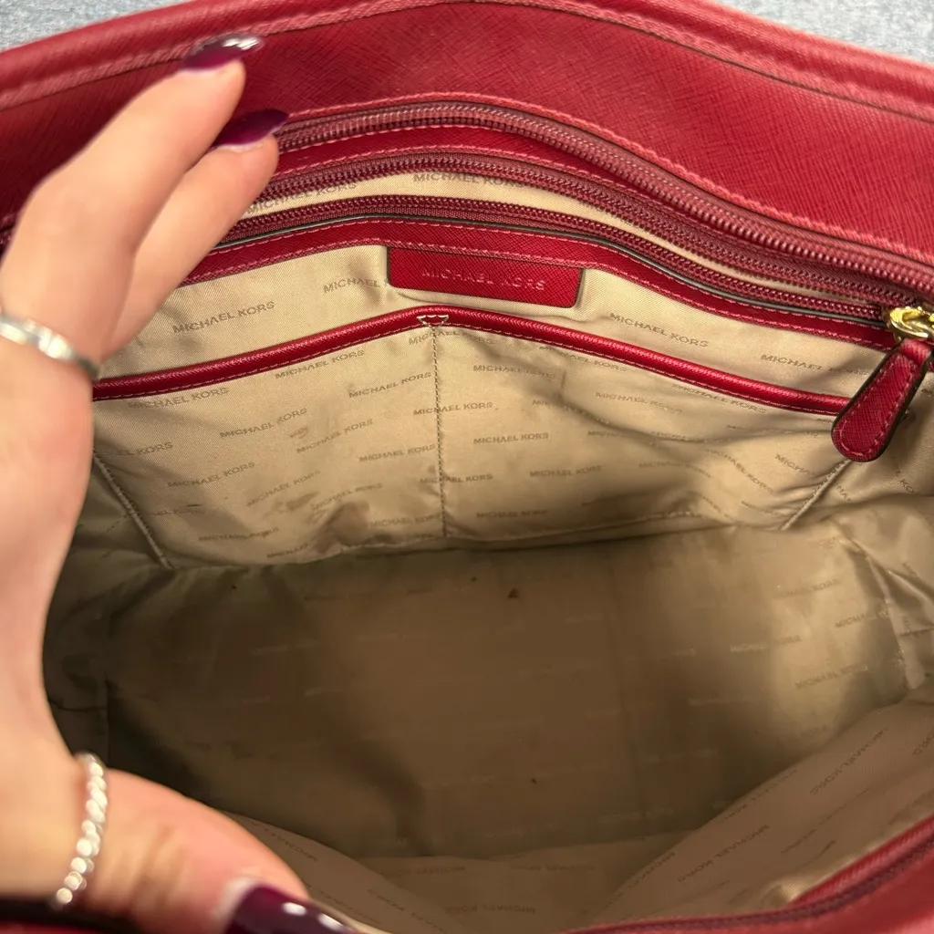 Michael Kors Red Wine Tote Bag Purse - Image 3