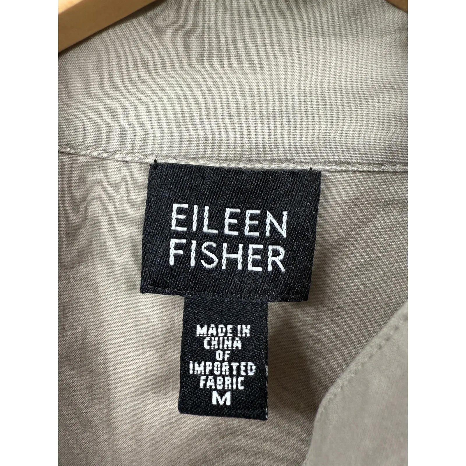 Eileen Fisher‎ Blazer Polished Ramie Stretch Full Zip Windbreaker Jacket Tan M - Image 2