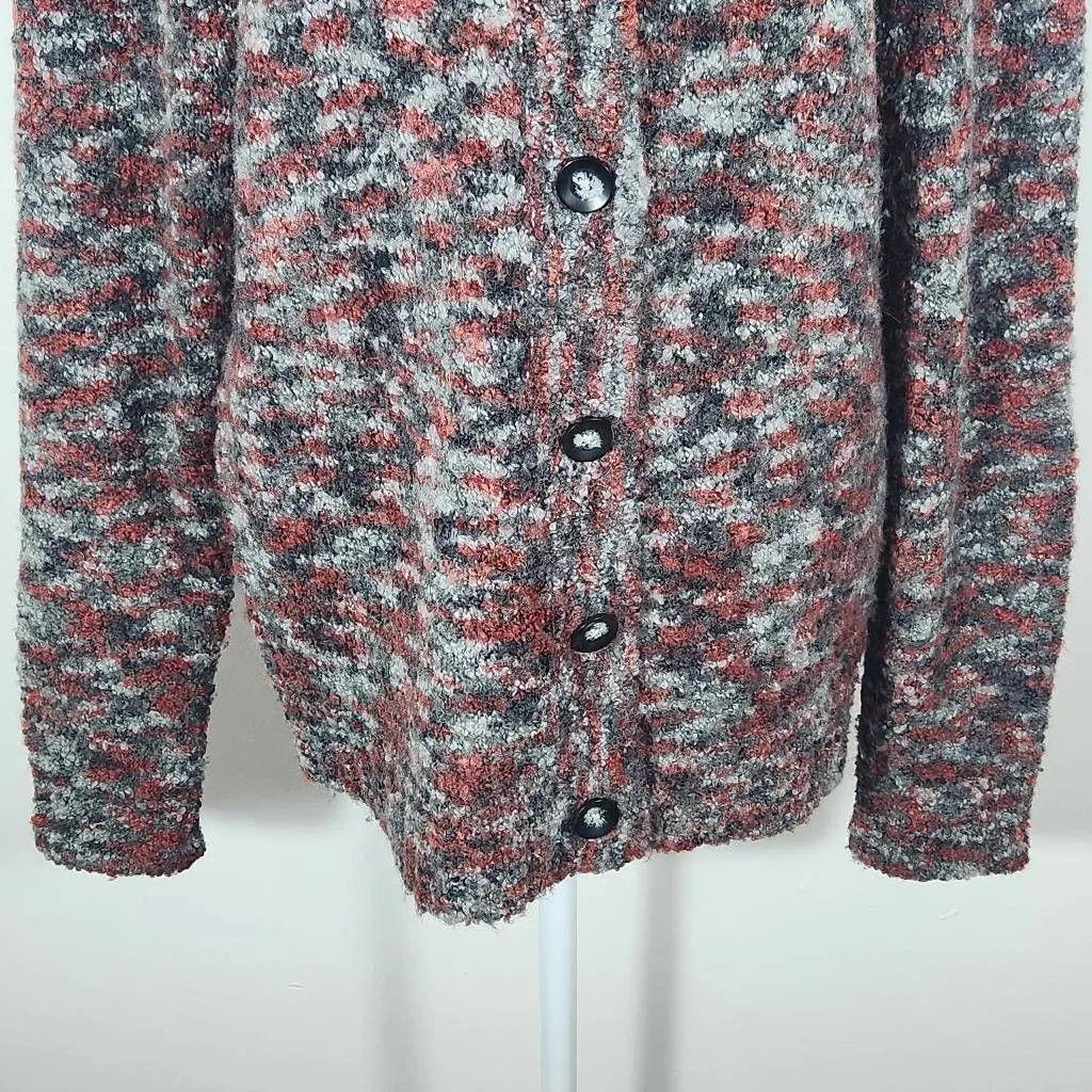Woolrich Button-Front Cardigan Sweater Rust and Gray Wool Cardigan Size Small - Image 3
