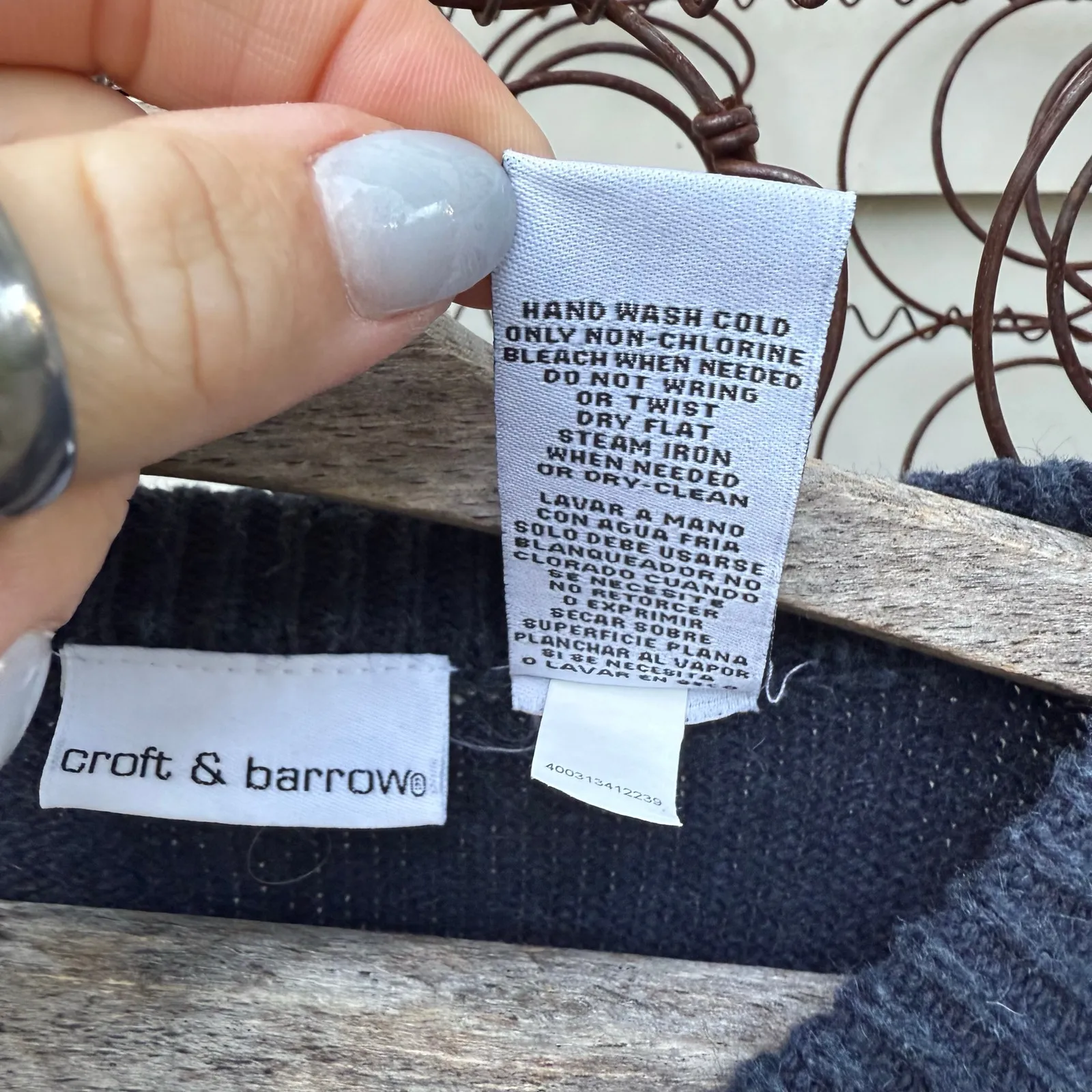 VTG 90s Croft & Barrow Blue Christmas Snowmen Farm Rustic Cabincore Cardigan LG - Image 5