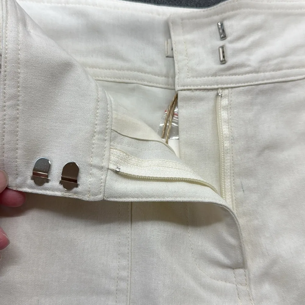 Moon River NWT Cream Button Detail Linen Blend High Rise Shorts Size Large - Image 6