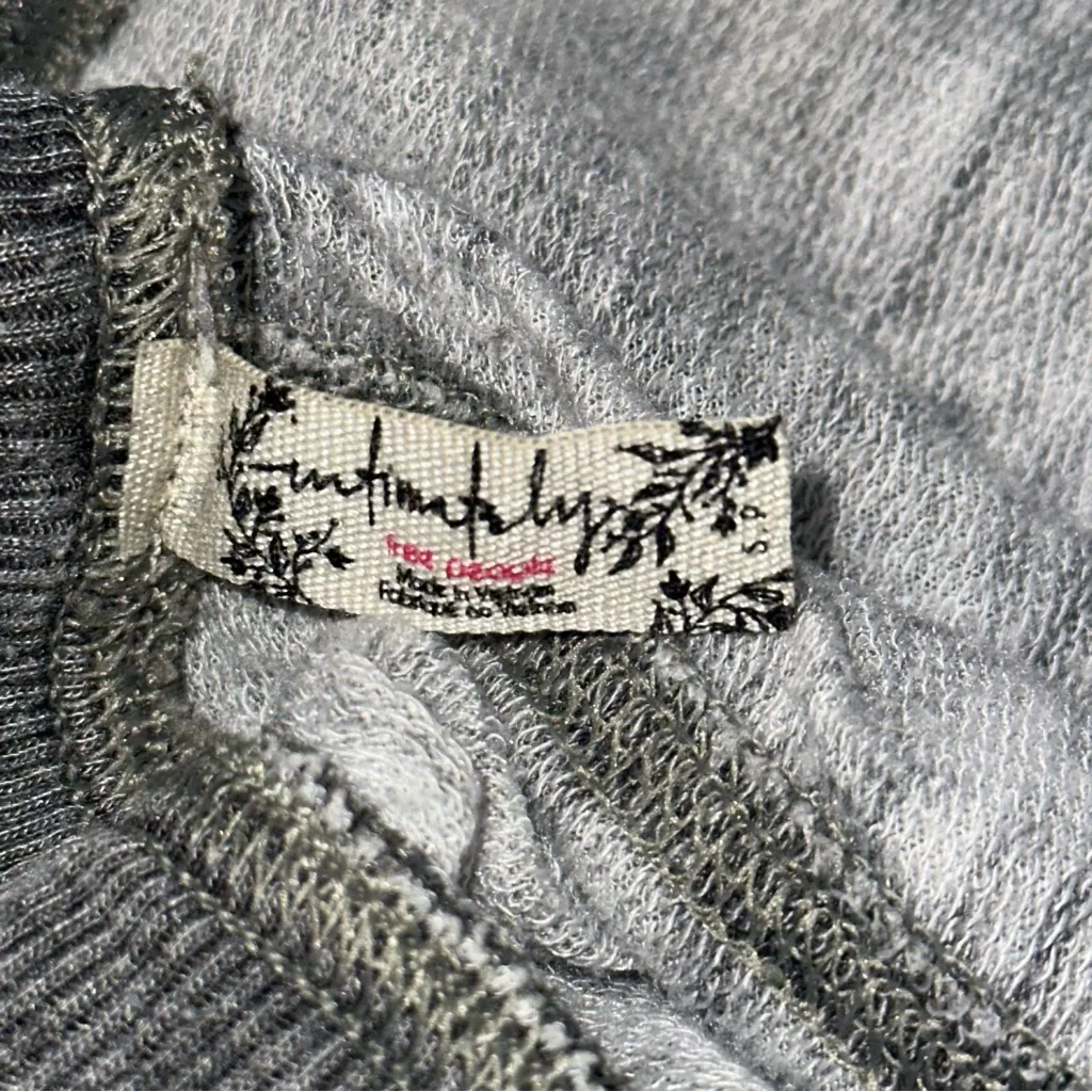 FREE PEOPLE Intimately S Black Gray Burnout Cozy All Day Harem Drop Crotch Pants - Image 4