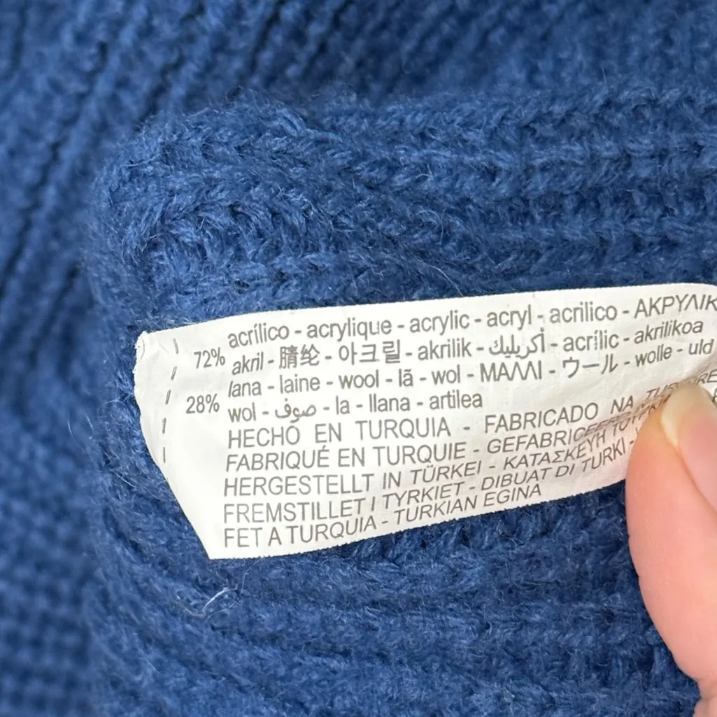 ZARA Wool Blend Sweater Size Medium Blue Tunic Length Knit - Image 6