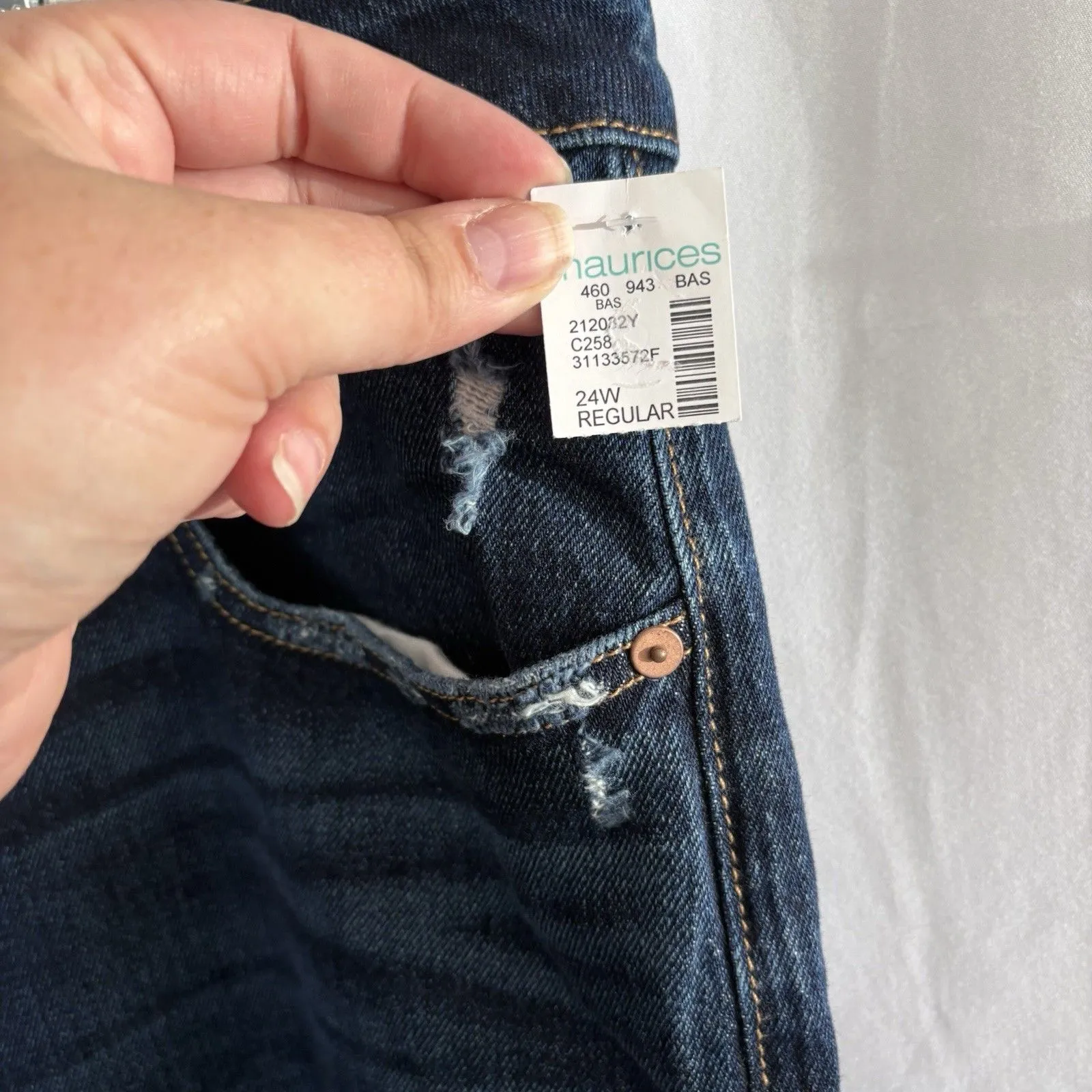 Goldie Blues Jeans Womens 24W Blue Stretch Denim Cheeky Taper Ankle Raw Hem NWT - Image 5