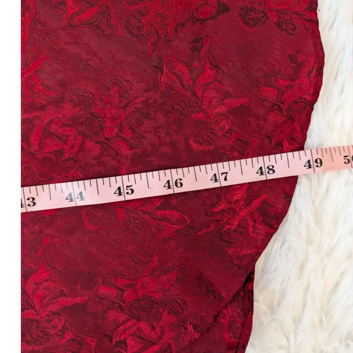 Vintage 90s Red Floral Jacquard Slip Dress Midi Maxi Private Luxuries USA L - Image 7