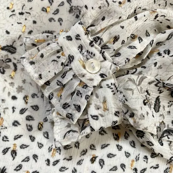 JOIE Women's White Floral Blouse Top‎ Sheer w/ Ruffles SZ Small - Image 11