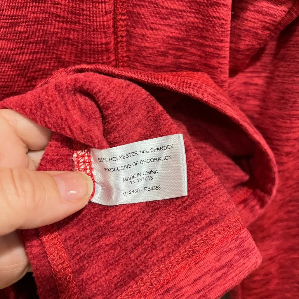 Eddie Bauer Sz M Womens Red High Route Grid Fleece Lined Pullover Thumbholes - Image 7