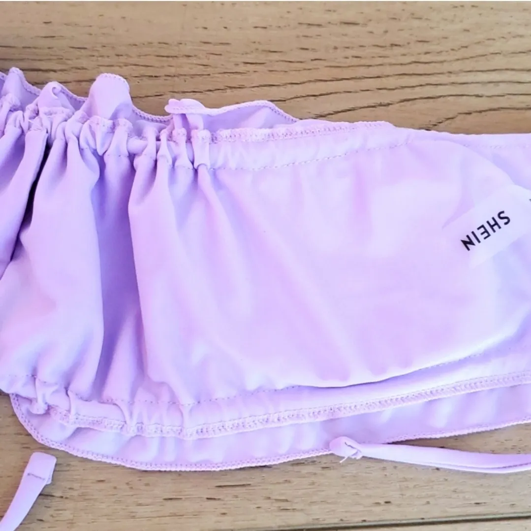 SheIn  Rare Light Purple Lettuce Self Tie Bikini Set - Image 2