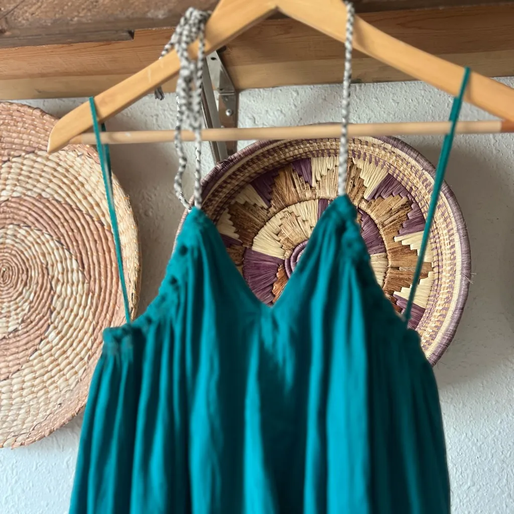 Free People Callie Halter Babydoll Bodysuit Emerald
Isle small - Image 5