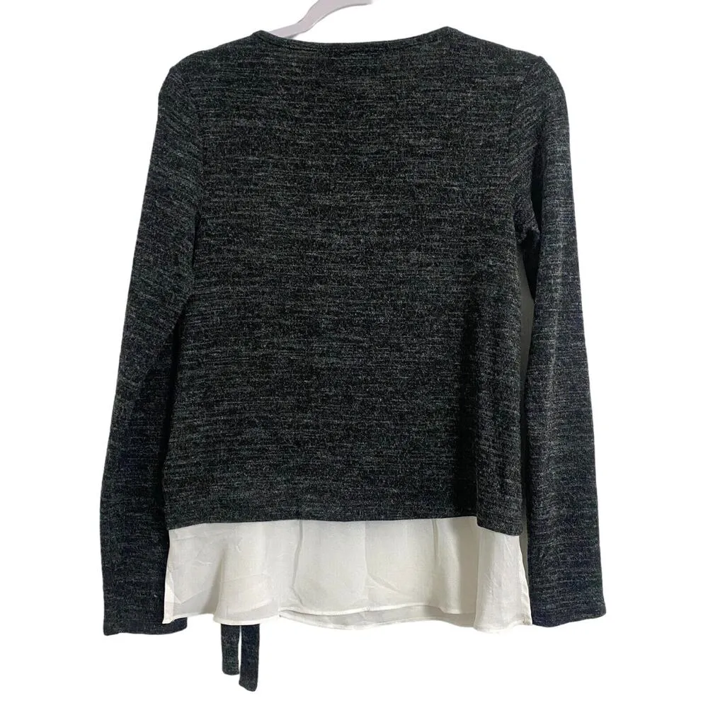 INC International Concepts Women XS Sweater Gray Layered Long Sleeve Knit Adult - Image 2