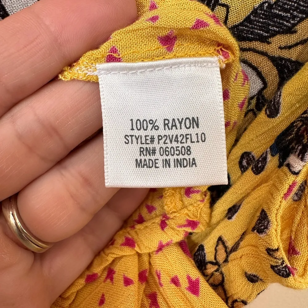 Blue Rain Women Yellow Floral Print
Sleeveless  Babydoll Blouse - Image 4