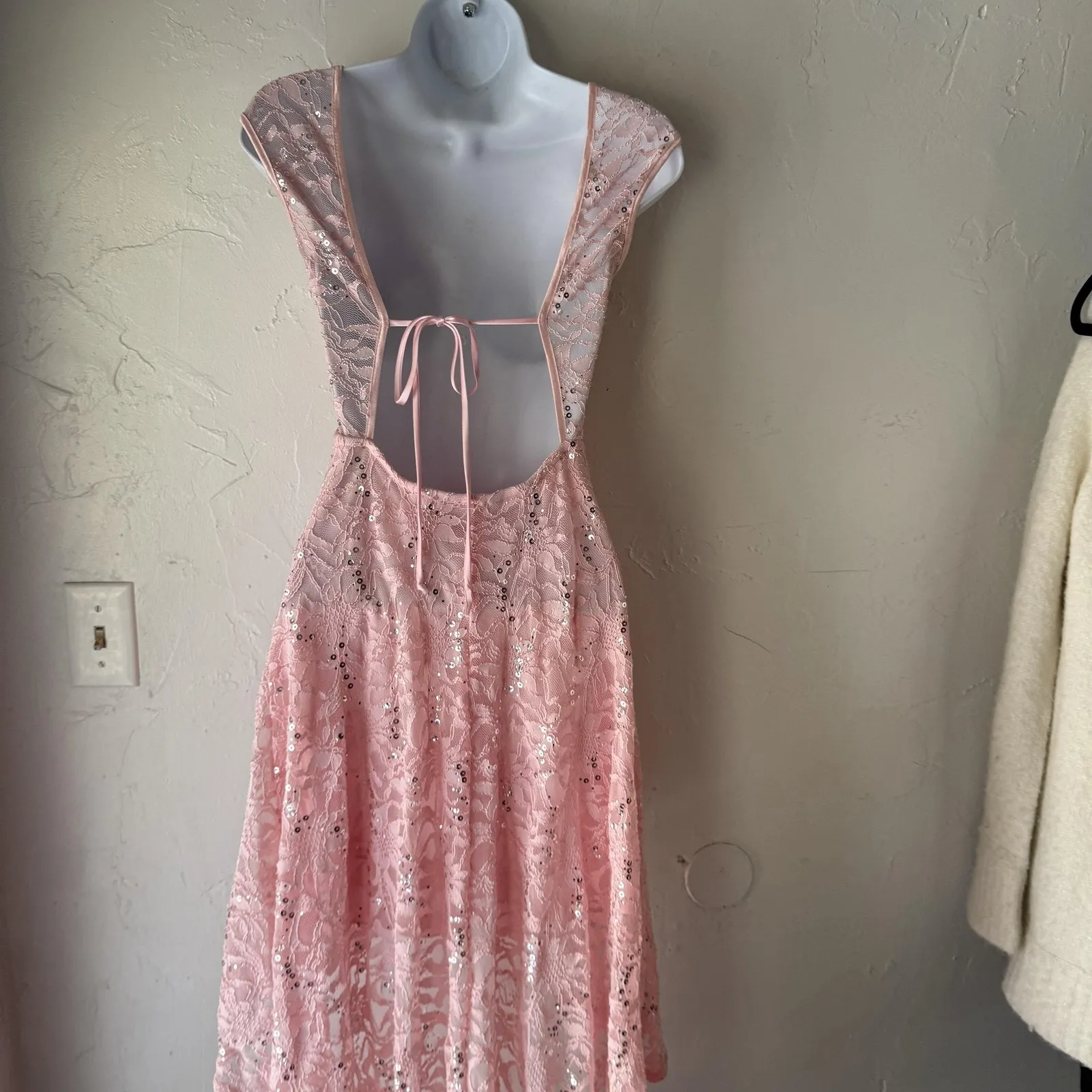 B. Smart Y2k Dress Fairy Size 1 Pink Lace Sequin High‎ Low Formal Prom Coquette - Image 5