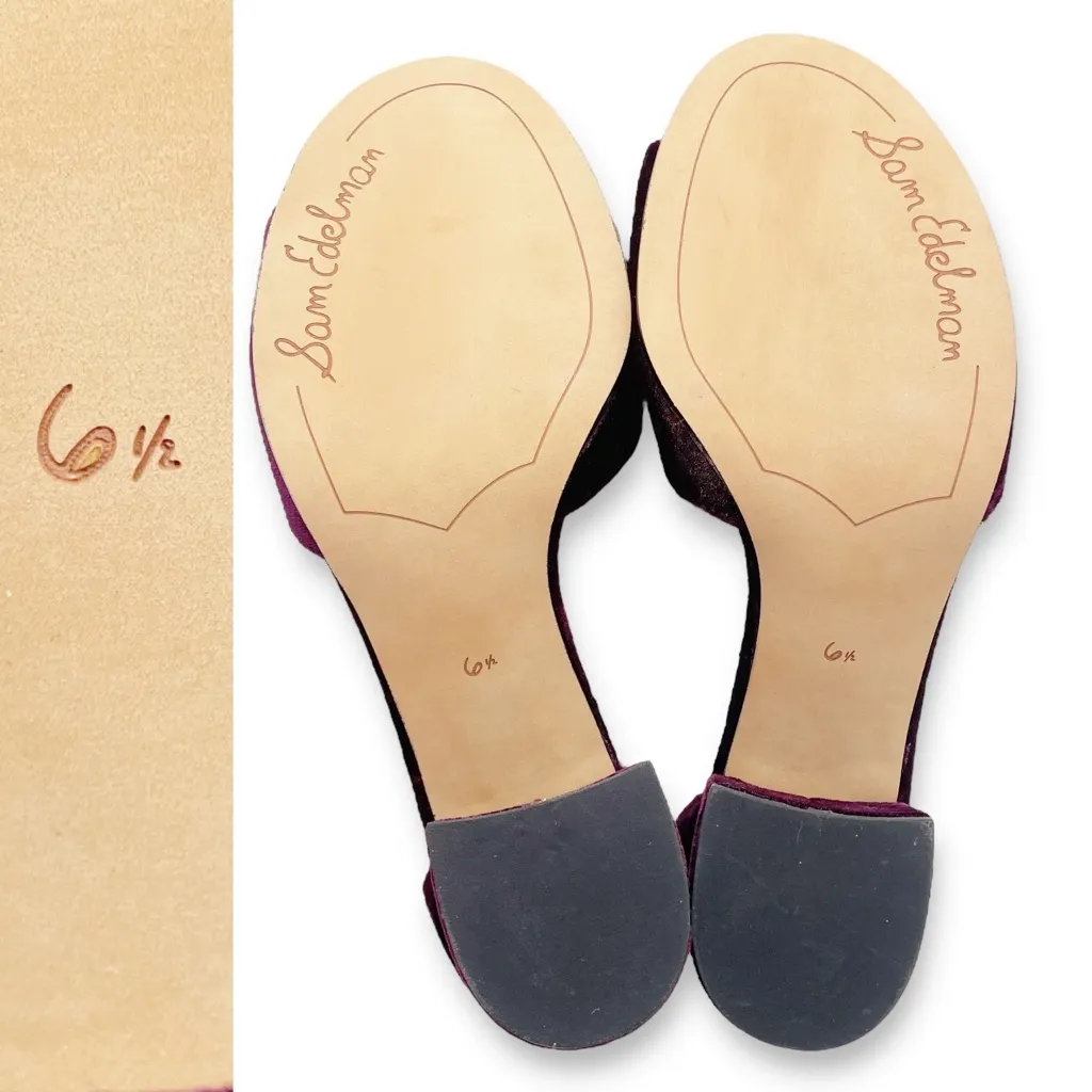 Sam Edelman Susie Velvet Block Heel Ankle Strap Sandals Burgundy Maroon Size 6.5 - Image 12