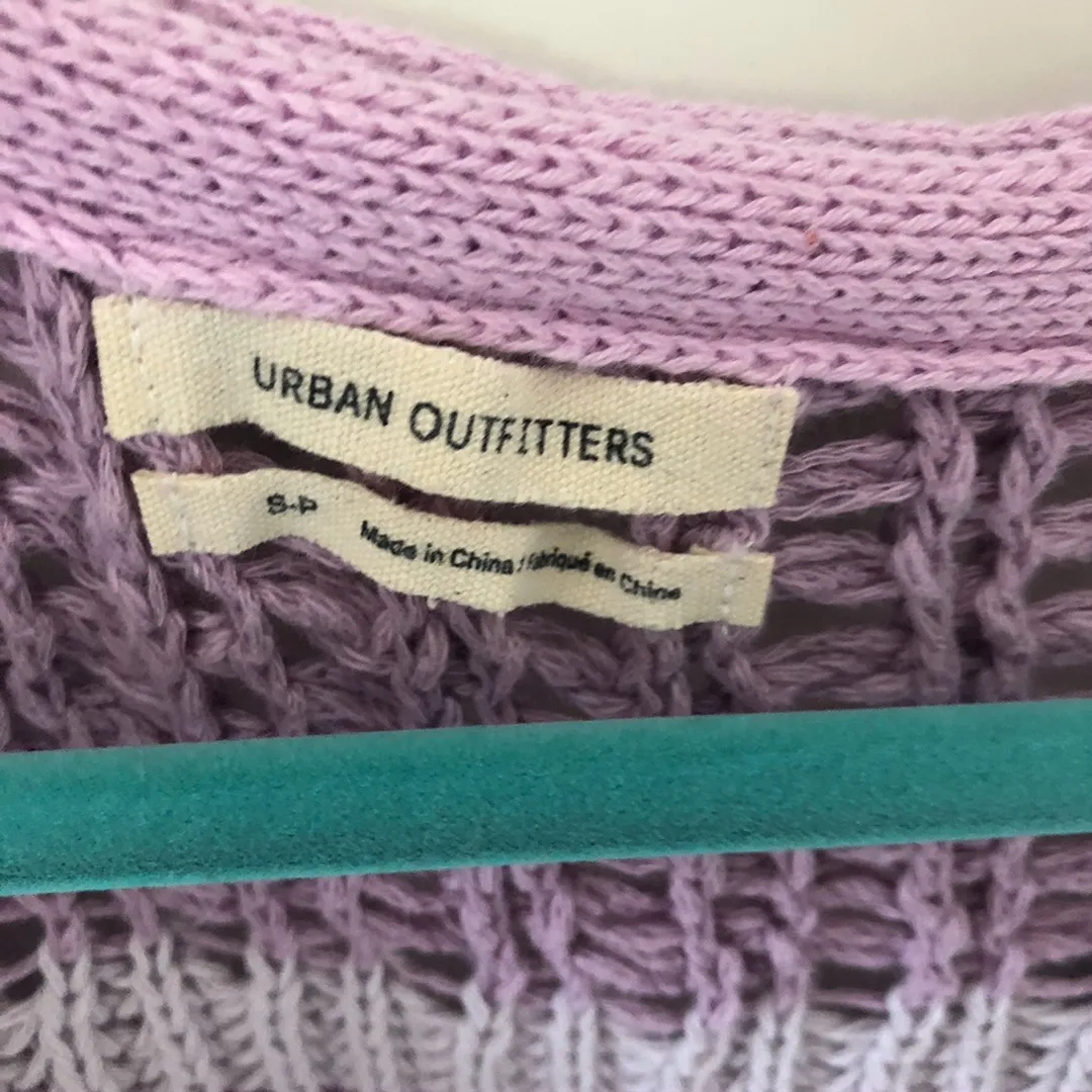 Urban Outfitters purple striped v-neck cropped crochet sweater - Image 4