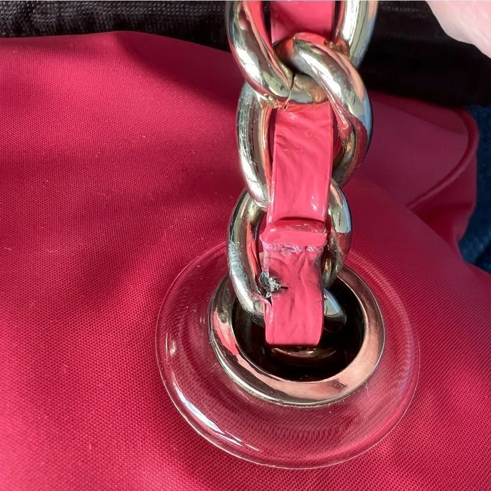 Kate Spade Vintage Jasmine Nylon Satchel Bag Orange Double Gold Chain Purse - Image 5