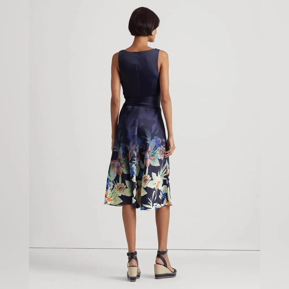 NEW L.Ralph Lauren Floral Charmeuse Dress, Size 6, New w/Tag Retail $225 , €229 - Image 4