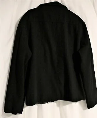 Mens Large Wool Blend Black Open Bottom Jacket AlpineSwiss JD Bomber Zipper Coat - Image 2