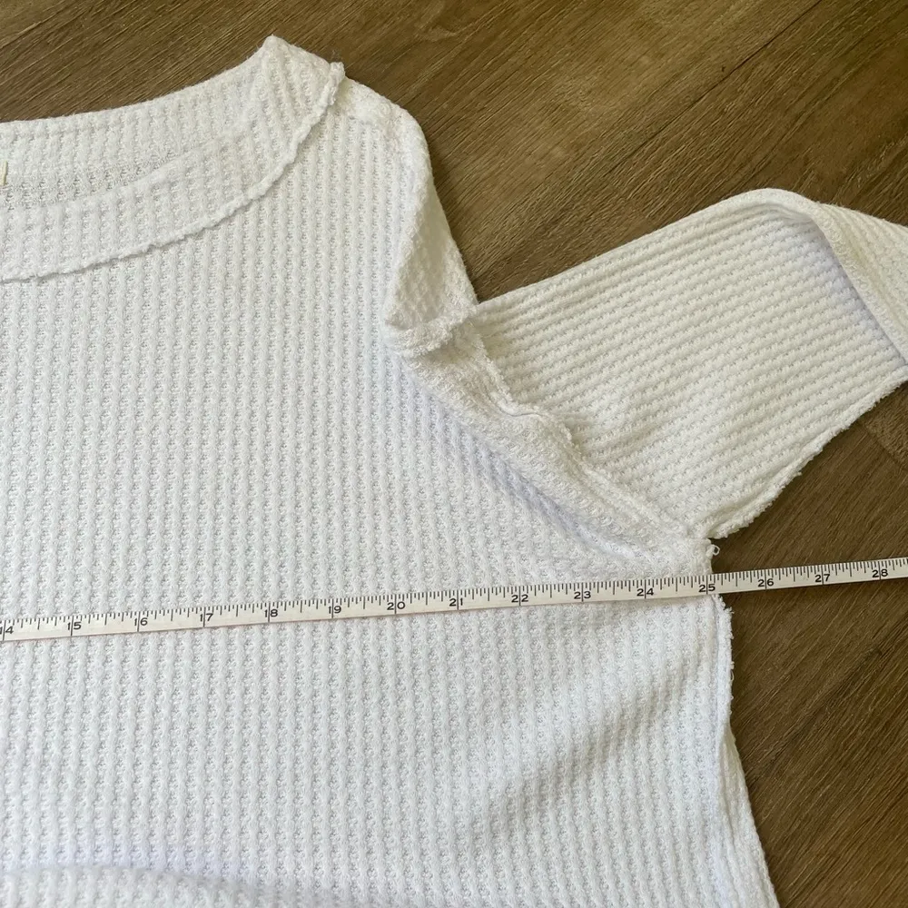 We The Free Thermal Waffle Knit Top Oversized White Long Sleeve Shirt ~ Size M - Image 12