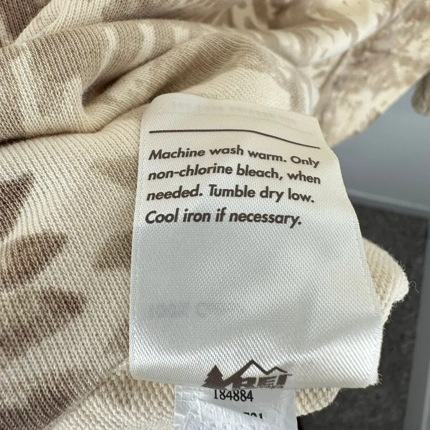 REI‎ Cooperative Long Sleeve Pocket T Shirt Fern Botanical Print Women's Large Tan - Image 7