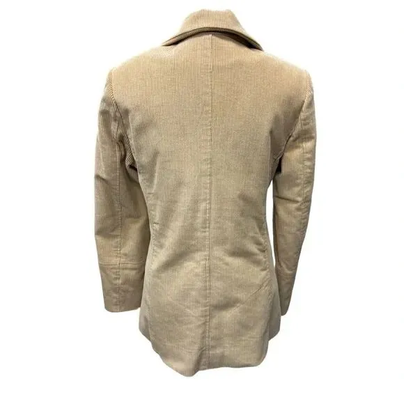 Express Wide Wale Tan Corduroy Concealed Button Jacket Button Up CollarSize‎ 7/8 - Image 5