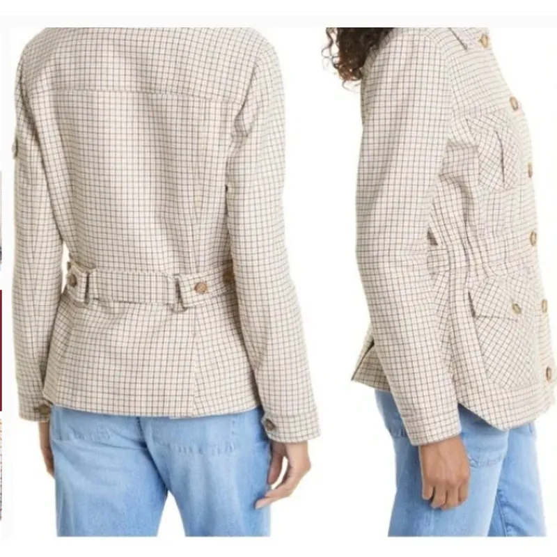 Veronica Beard Check Camp Plaid Button Up Jacket Womens 6 New - Image 3