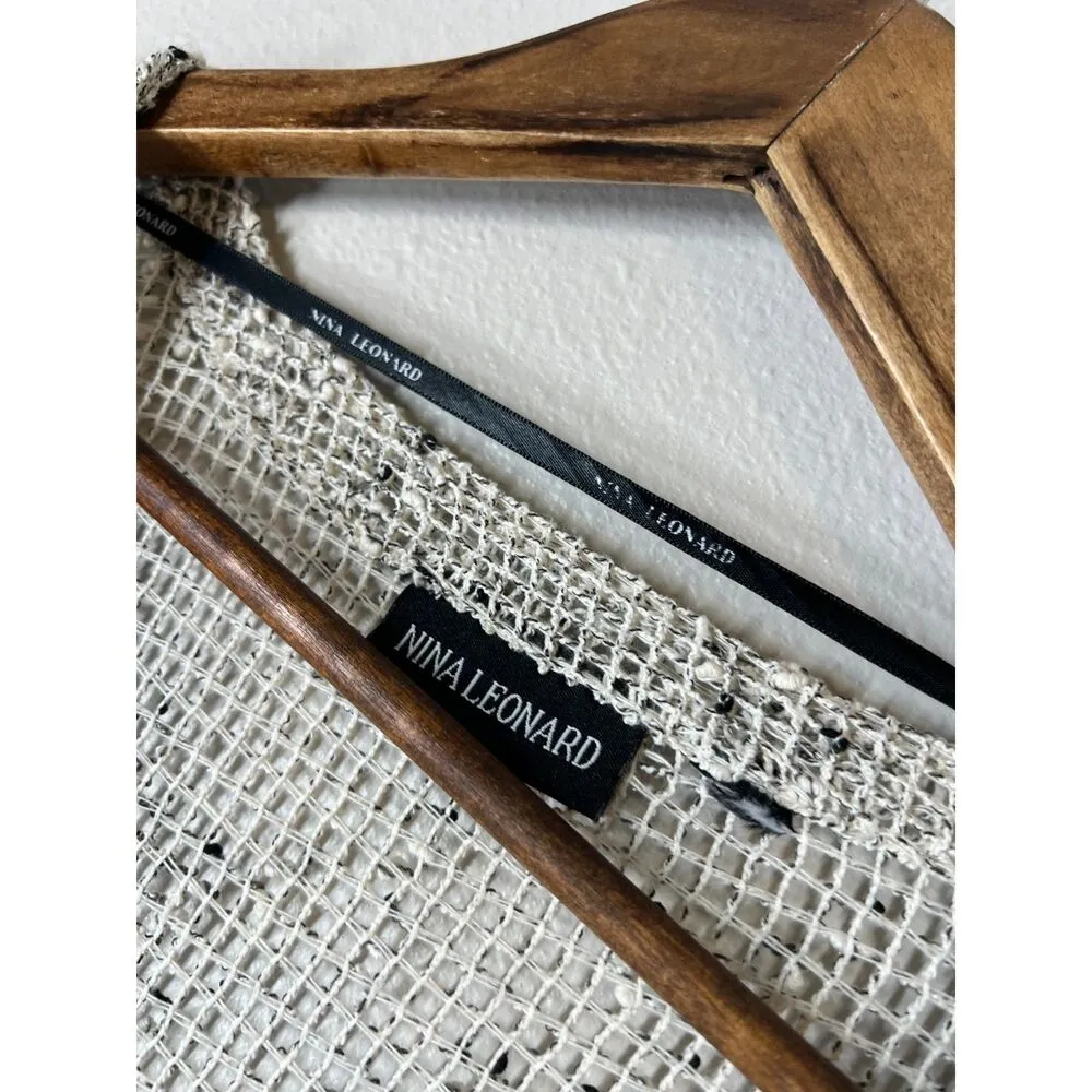 Nina Leonard Open Knit Nubby Asymmetrical Cardigan Sz L Artsy Lagenlook Boho - Image 5