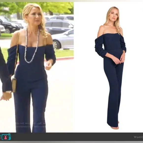 Black Halo Adriana Off-The-Shoulder Jumpsuit Jumpsuit Size 4 - Image 2