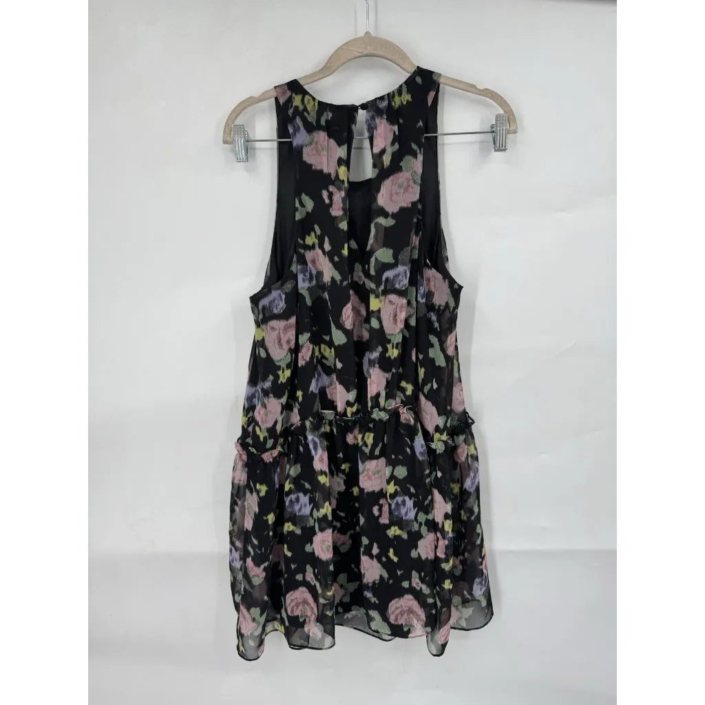 Likely Bayard Floral Ruffle Mini‎ Dress Women 8 Black Preppy Night Out Feminine - Image 2