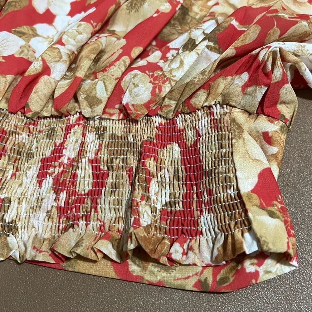 Flying Tomato size small cropped floral long sleeve top elastic back & sleeves - Image 10