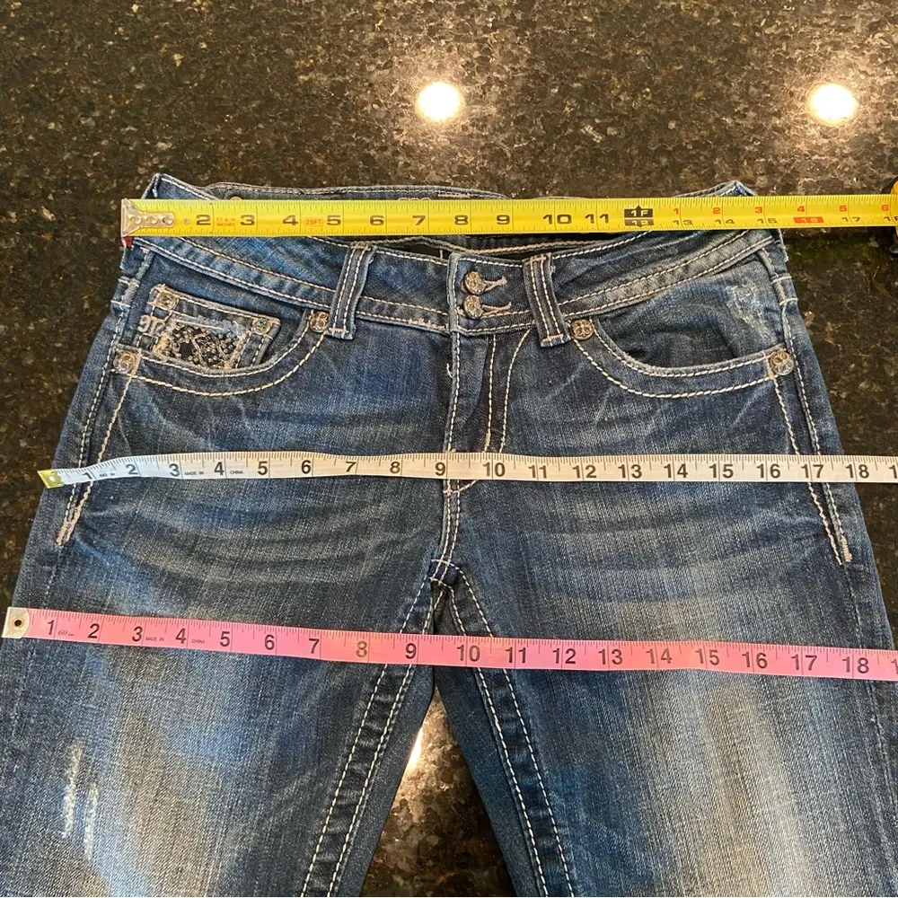 Miss Me Indigo Boot Cut Jeans Bedazzled Bling Gem Size 28 JP6015BR - Image 11