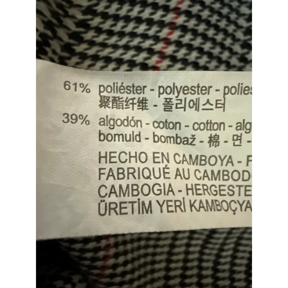 Zara Black White Houndstooth Plaid Collared Long Sleeve Shift Mini Dress Size 0 - Image 4