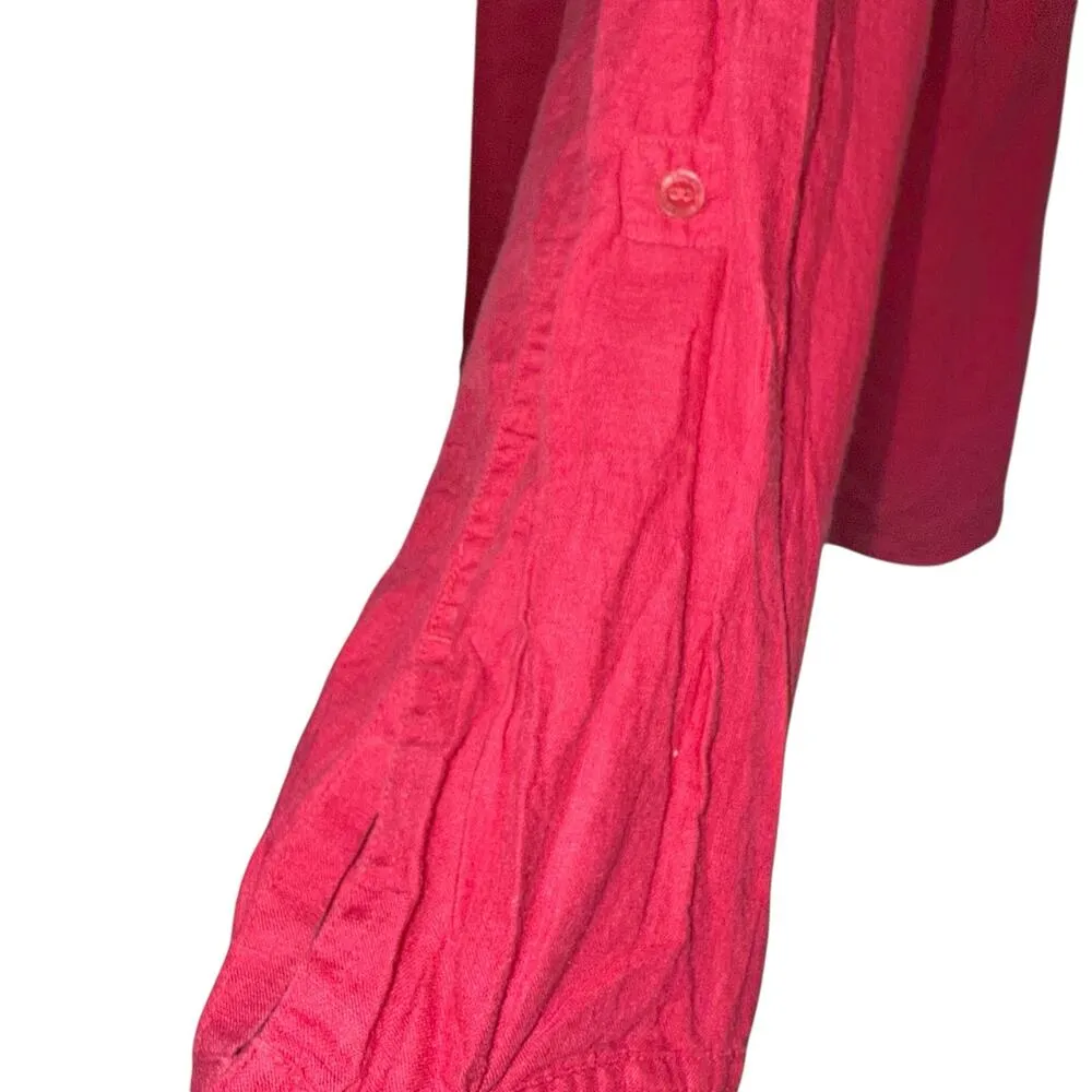 Eileen Fisher Pink 100% Irish Linen Long Sleeve Button Up Shirt Plus Size 2X - Image 5