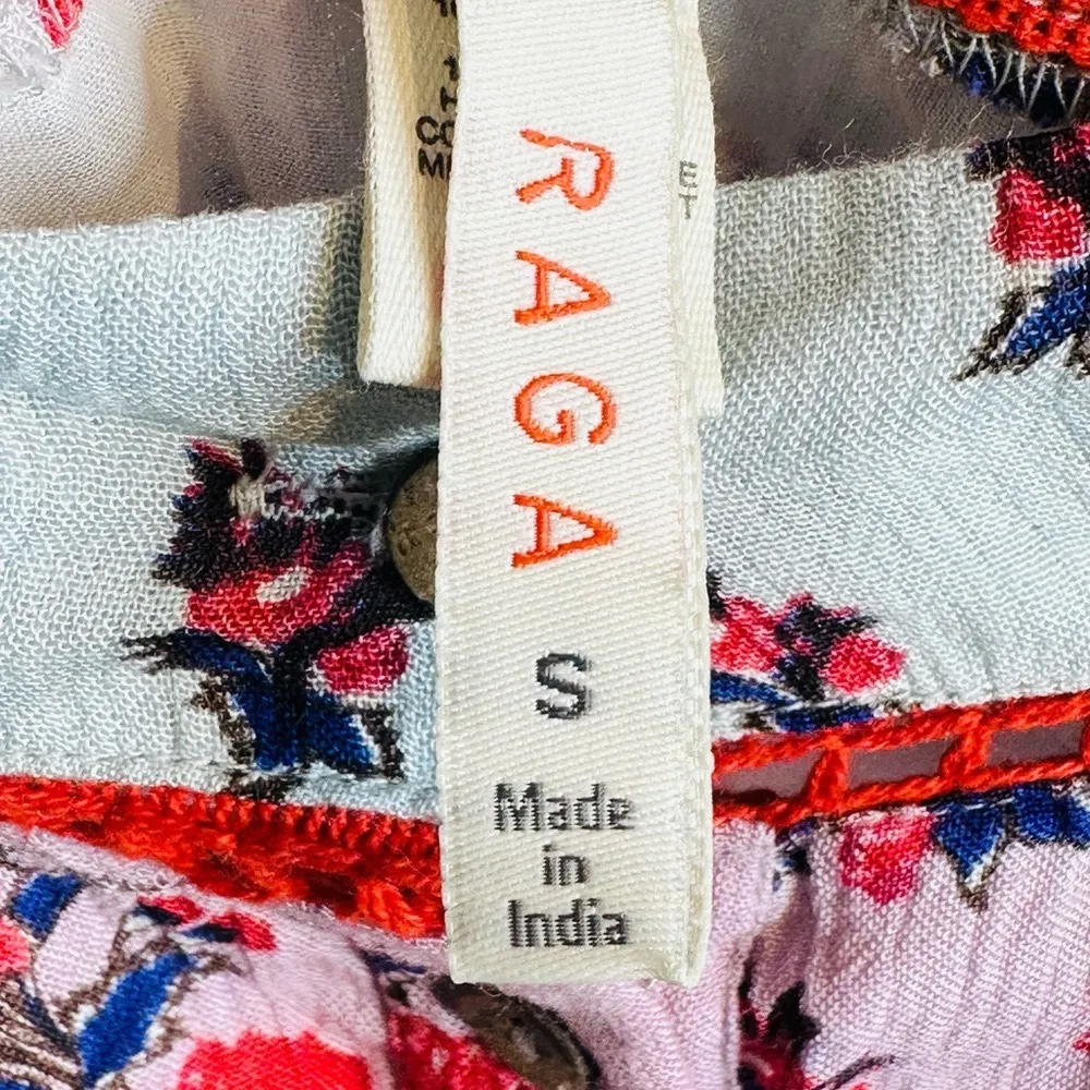 RAGA Red Pink A-Line Button Up Bohemian Mini Skirt Size S - Image 7